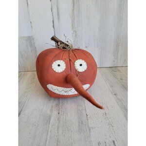 Unique vintage scary plush long nose pumpkin Jacqueline and Halloween decor